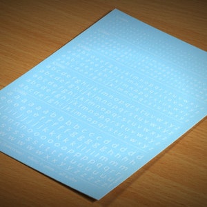 Decal Letters (lowercase) - white, 1-3mm - all scales - waterslide decals (Matho Models 80016)