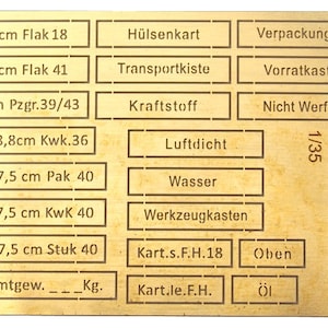 German Crate Markings (reusable airbrush templates) - 1:35 scale - photo-etch sheet (Matho Models 35006)