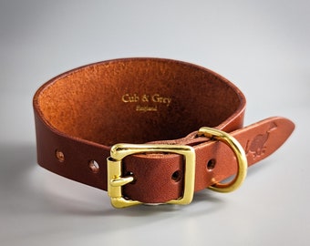 Personalised Leather Whippet and Greyhound Collar - Whisky Tan