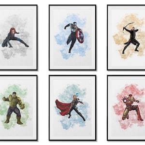 Superhero Digital Prints, Superhero Wall Art for Boys Bedroom and Nursery, Iron Man Thor Captain America Spiderman Poster, Instant Download.