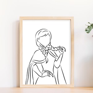 Frozen Anna Inspired Wall Art, Disney Princess Poster Digital Print, Christmas Gift Frozen Kids Birthday Party, Minimalist Girls Room Decor.