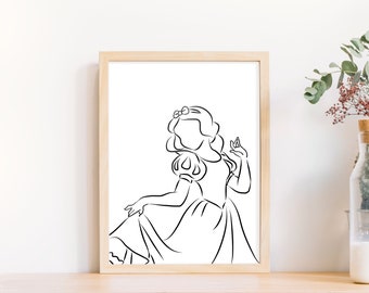 Snow White Classic Princess Wall Art, Printable Snow White Kids Poster Nursery Item, Princess Instant Download Childrens Bedroom room Decor.