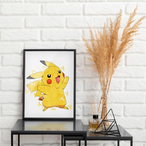 Pikachu Pokemon Digital Watercolor Prints Printable Illustration