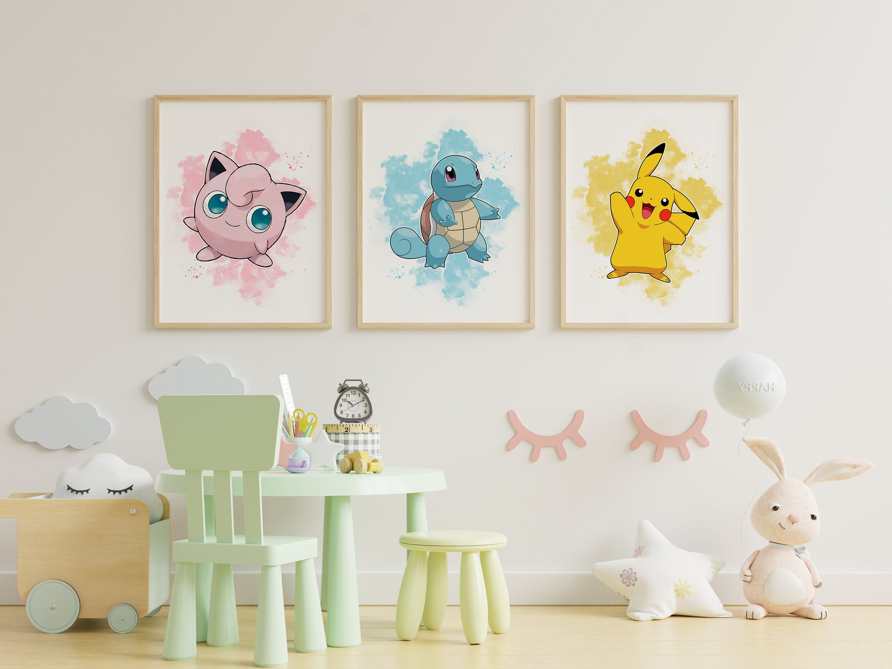 A Set of 6 Pokemon Digital Art Print Kids Bedroom Nursery Gift Idea ...