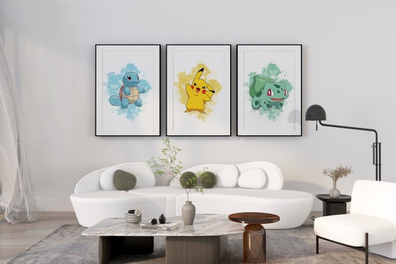 A set of 6 Pokemon Digital Art Print Kids Bedroom Nursery Gift Idea Pokemon Childrens Wall Art Pokemon Instant Download Printable Any Size