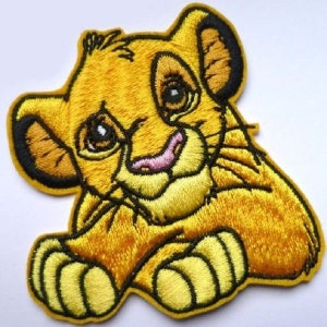 Écusson patch brodé thermocollant ANIMAL de la Jungle, LION 9 x 8 cm Modèle au choix Applique à repasser N°1 - 8 x 9 cm