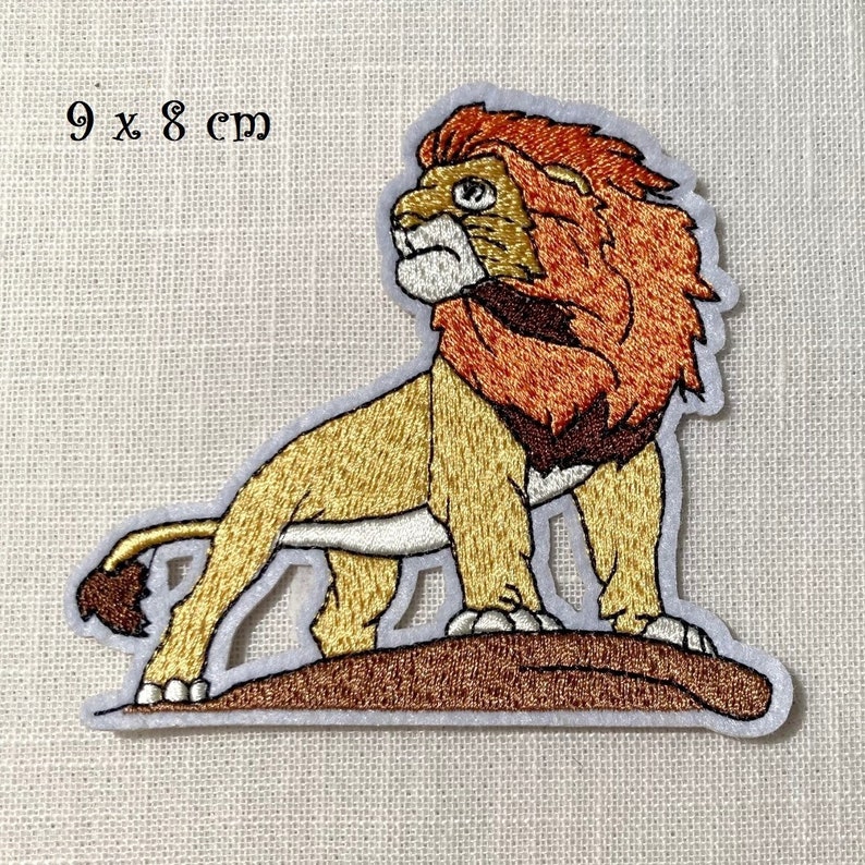 Écusson patch brodé thermocollant ANIMAL de la Jungle, LION 9 x 8 cm Modèle au choix Applique à repasser N°2 - 9 x 8 cm