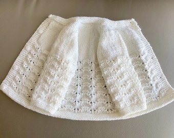 CARDIGAN, CHAQUETA, CHALECO bebé niño, Blanco crema, talla 3/6 meses, Tejido a mano en lana virgen merino especial para canastillas