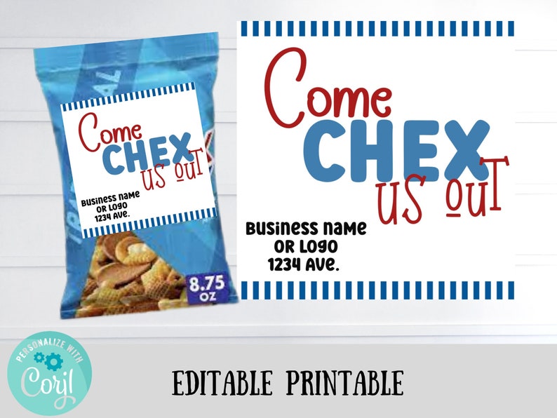 Chex Mix. Sign Editable Chex Mix Gift Tag, Business Marketing (digital File) - Etsy