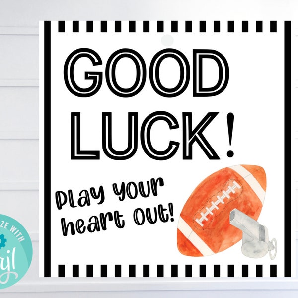 Editable- Football Good Luck Tags, Game Day Football Tag, Football Team Gift, Locker Room Snack Bag Tag