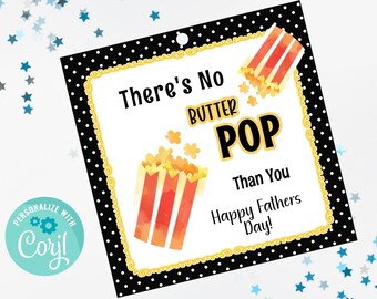 Printable-Fathers day POPCORN - Editable- Digital file
