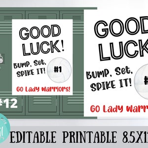 Editable Printable-Volleyball Game Day Locker sign, Hotel Team Sign, Athletic Locker Room Sign, Volleyball Team Spirit Sign, Volleyball Mom