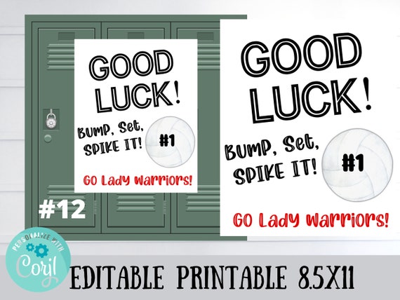 Editable Volleyball Locker Sign, Team Spirit Decor (Printable 8.5x11)