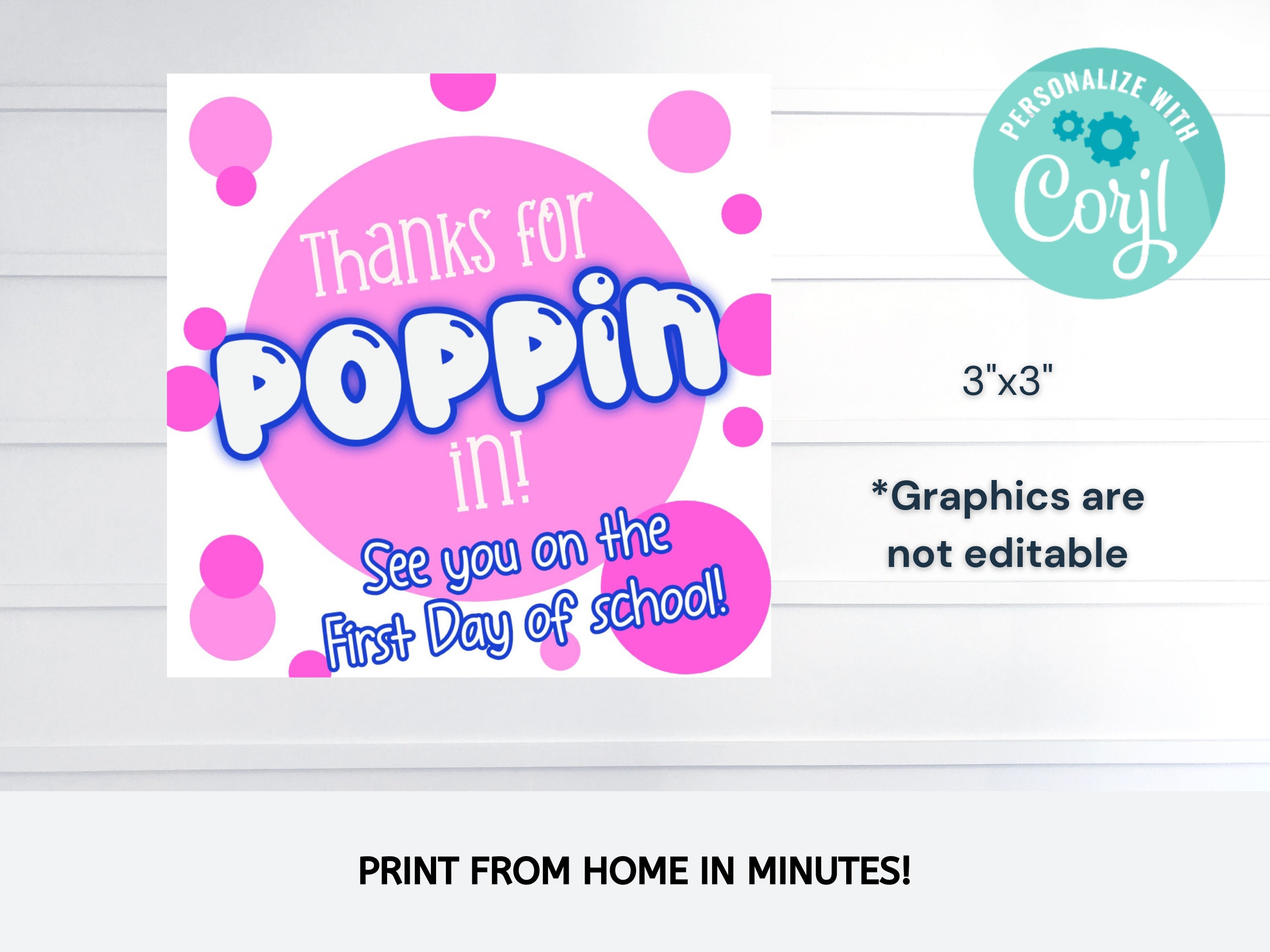 Editable-back to School Lollipop Tag, PRINTABLE, Thanks for Popping in ...