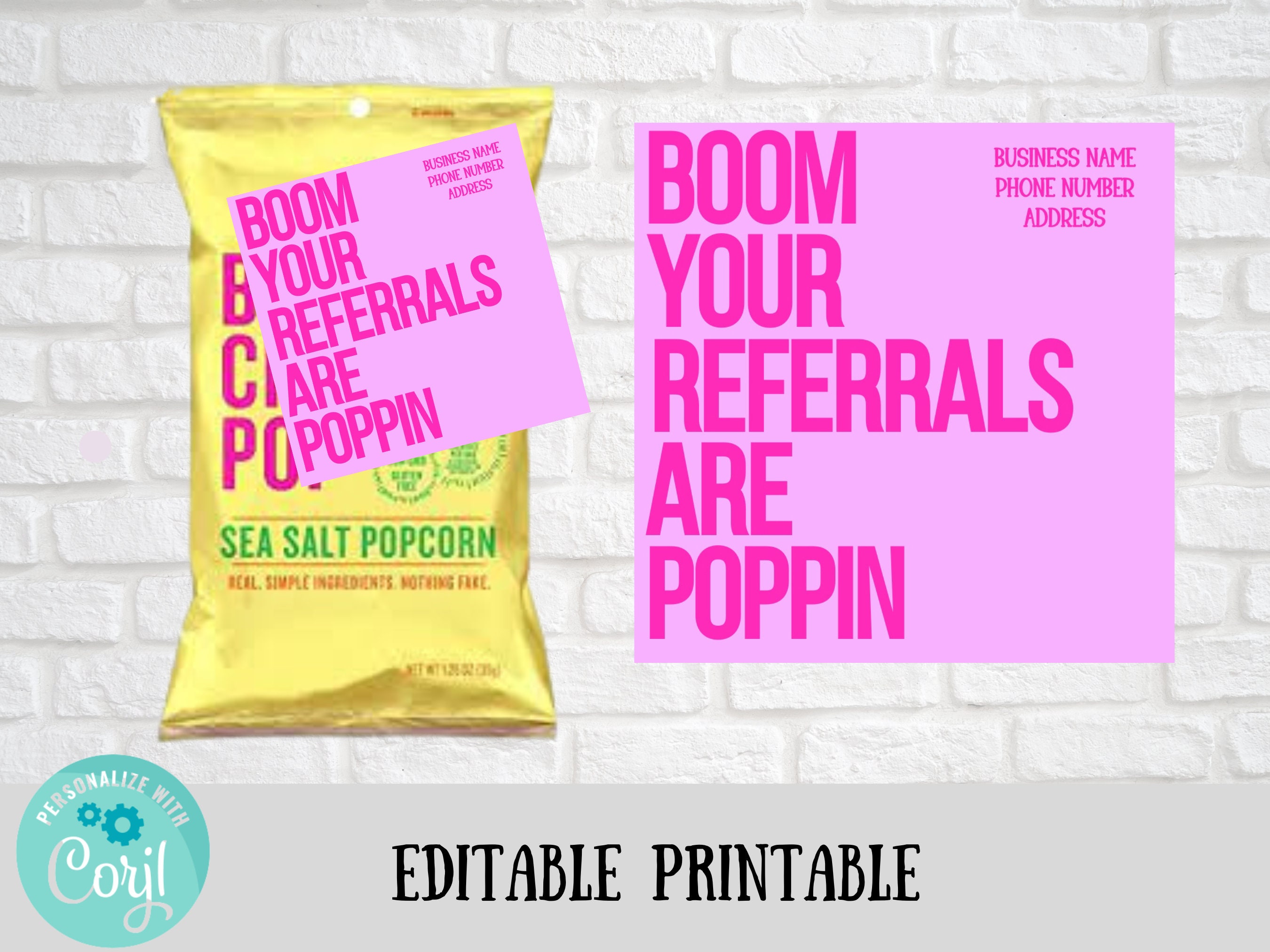 Editable-Your Referrals are Poppin Gift Tag, Referral Pop By Realtor Marketing Favor Tag, Referral Appreciation tag, Business Branding