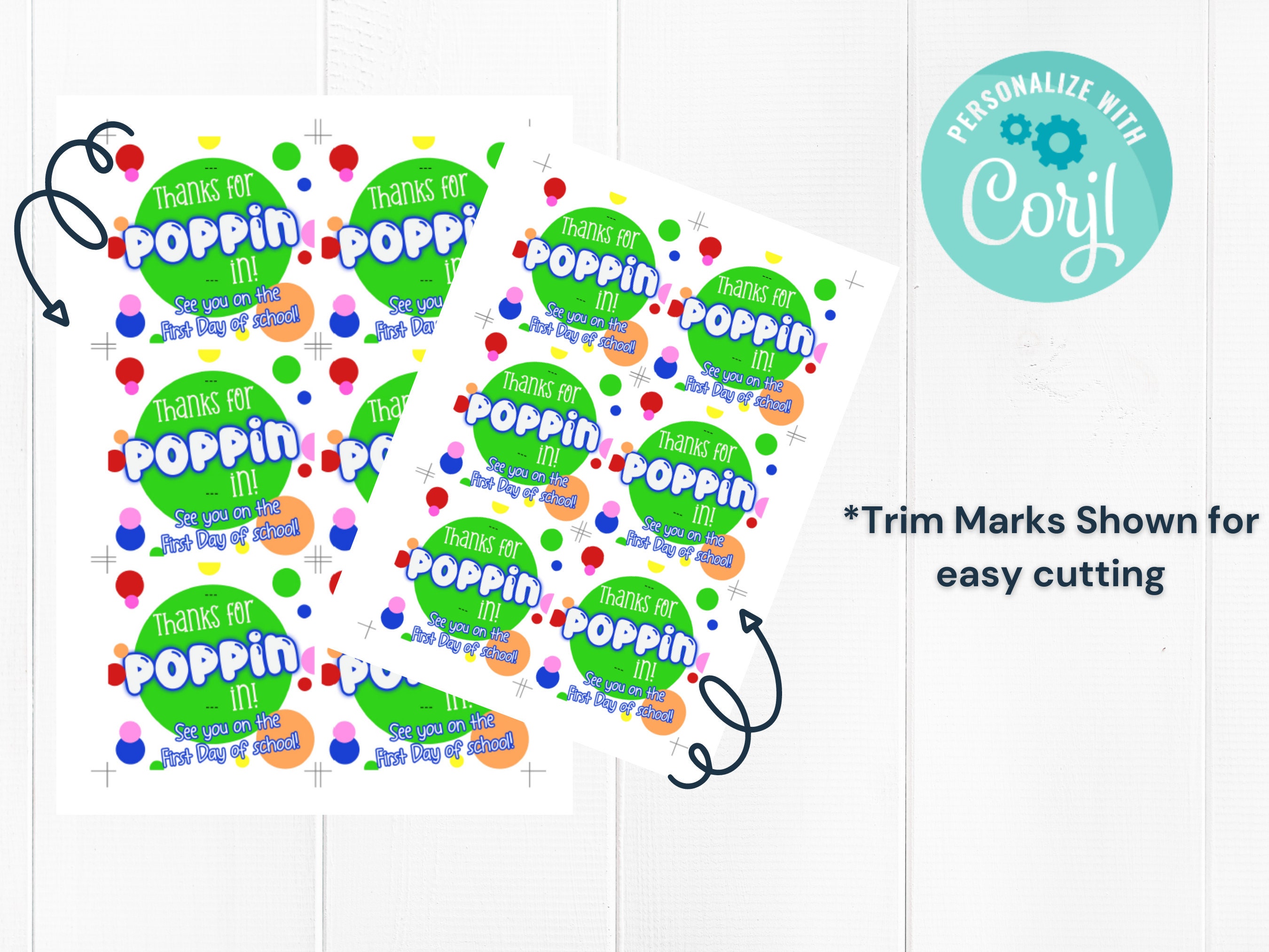 Back to School Lollipop Tag Rainbow, PRINTABLE, Thanks for Popping in ...