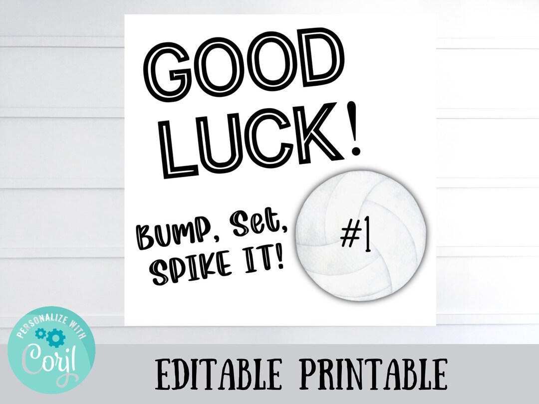 Editable Volleyball Good Luck Game Day Gift Tag, Sports Team Good Luck
