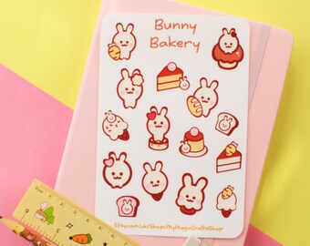Kawaii Bunny Stickers Sheet | Cute Small Durable Stickers for Laptops, Water Bottles, Journal Books,  and more