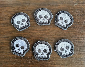 Small Skull Embroidered Patch Iron on Sew on Custom Colour Patches