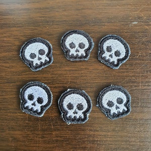 Small Skull Embroidered Patch Iron on Sew on Custom Colour Patches