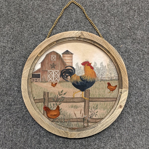 Rustic Farm Rooster - LINDA SPIVEY - 10 in. Circle Frame