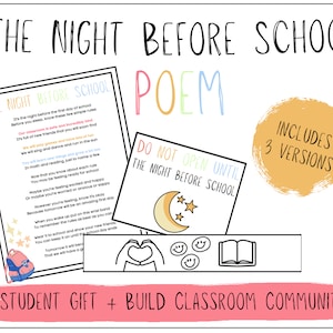 Poema A Noite Antes da Escola - Presente para Alunos / Conheça o Professor / Casa Aberta