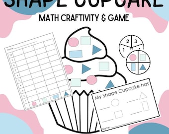 Shape Cupcake Math Craftivity & Game | Count | Graph | Compare | Math Activity