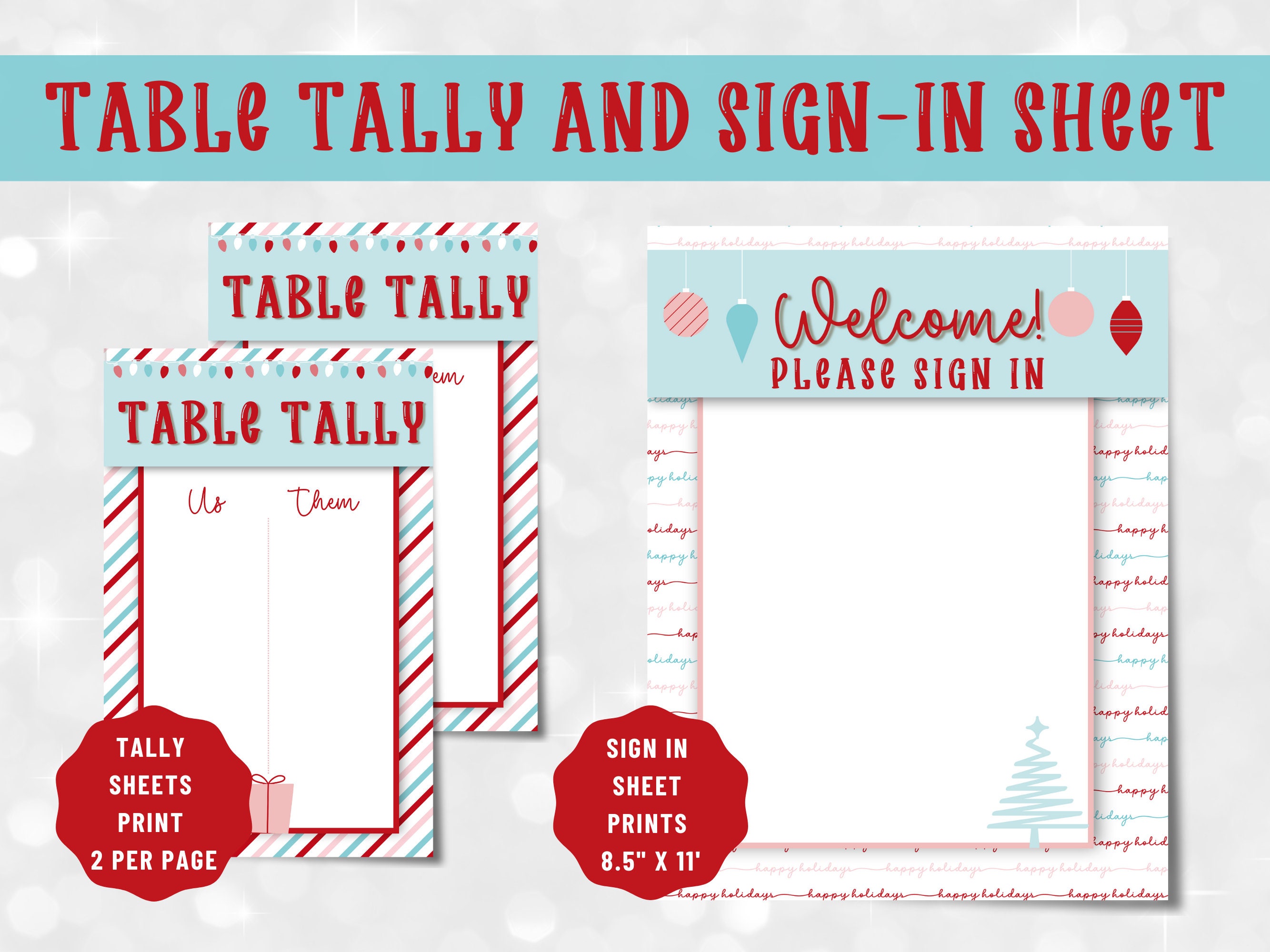 Printable Christmas Bunco Set With Scorecards, Tally Sheets, Table ...