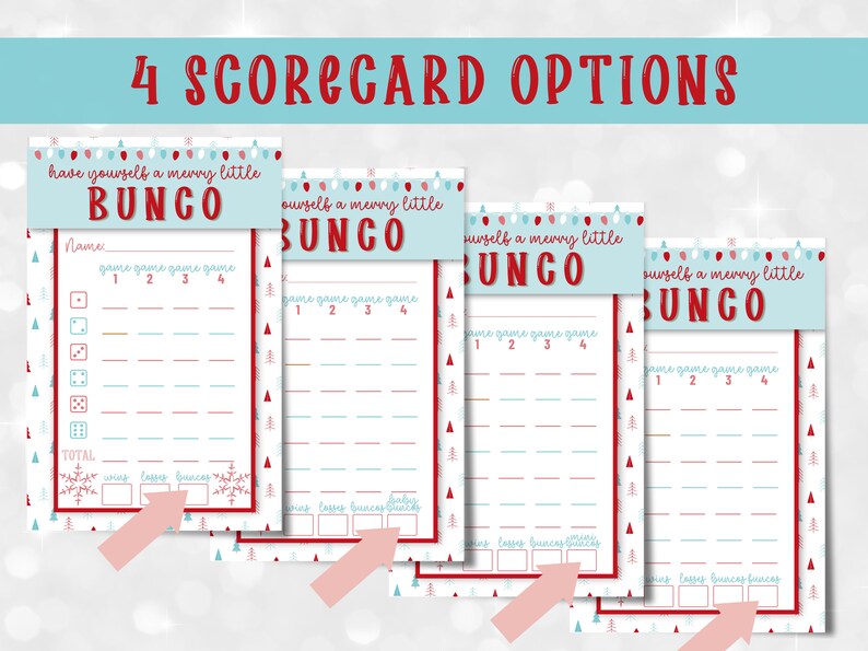 Printable Christmas Bunco Set With Scorecards, Tally Sheets, Table ...