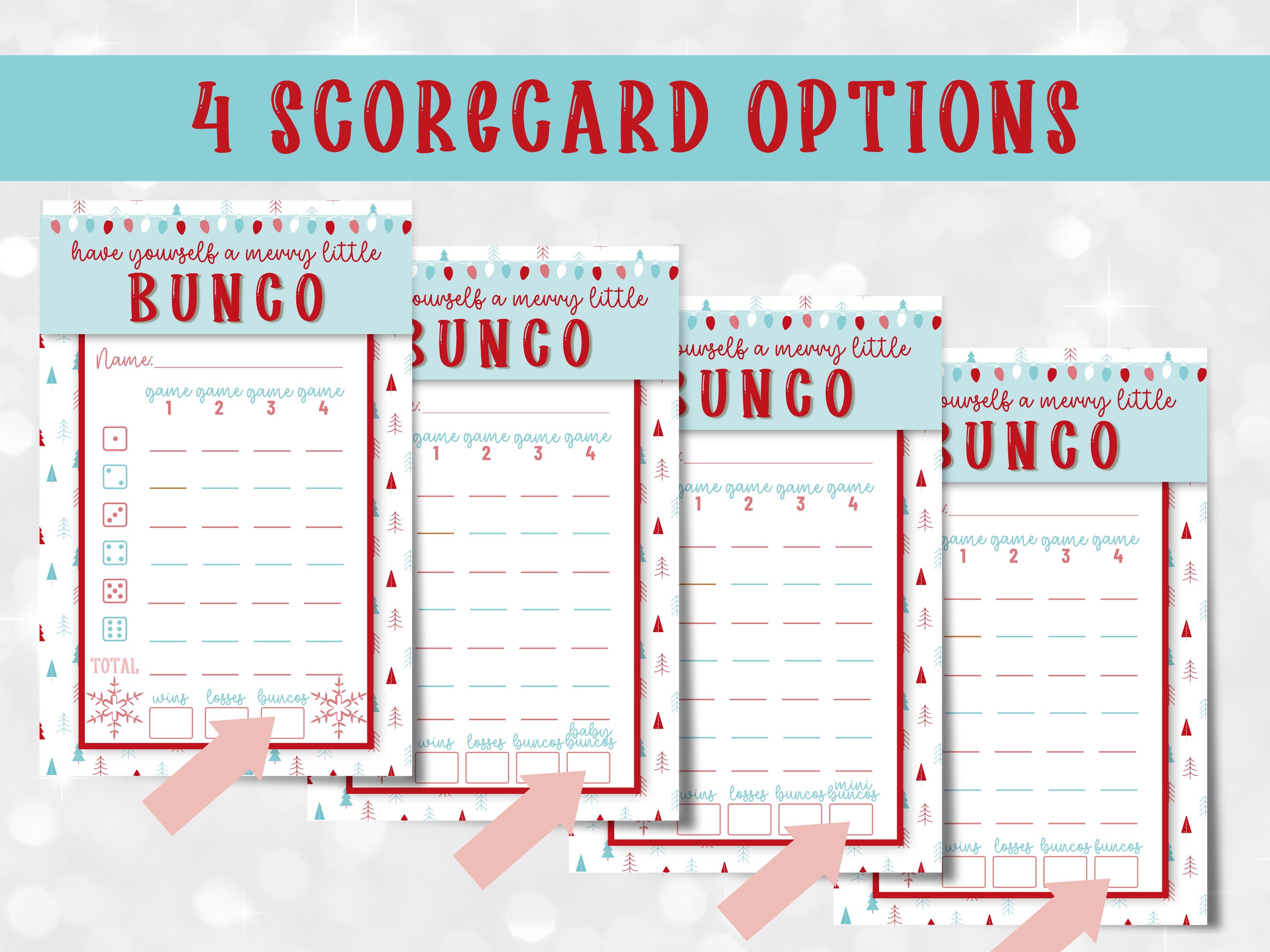 Printable Christmas Bunco Set With Scorecards, Tally Sheets, Table ...