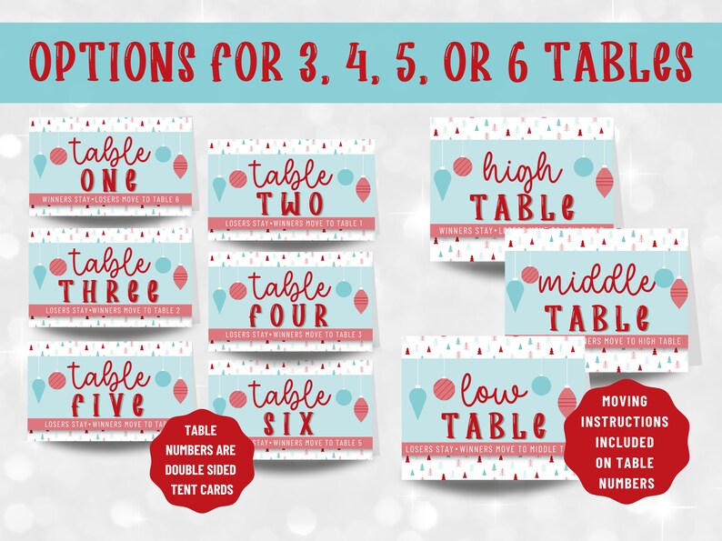 Printable Christmas Bunco Set With Scorecards, Tally Sheets, Table ...