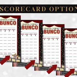 Printable Movie Night Bunco Set With Scorecards, Tally Sheets, Table ...