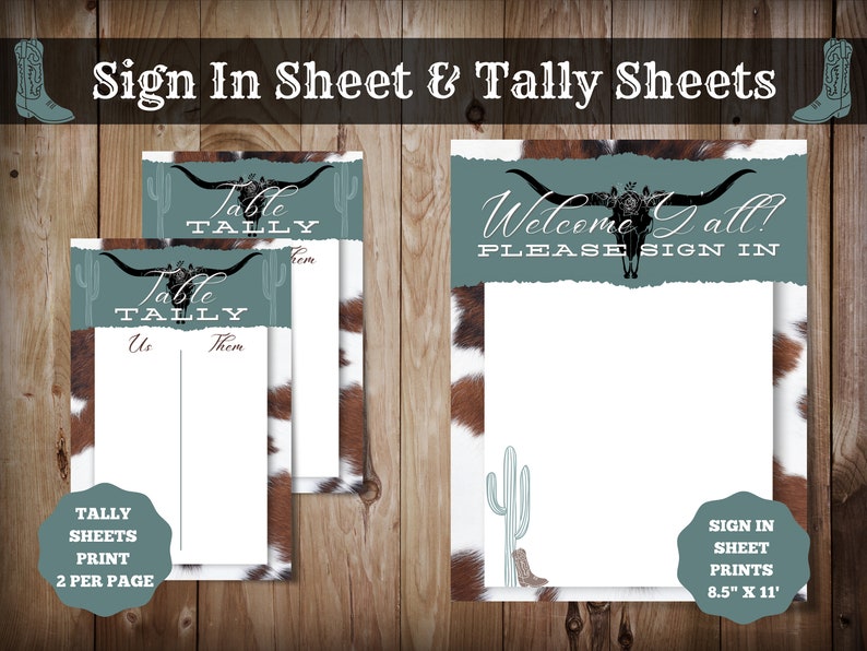 Printable Cowgirl Bunco Set With Scorecards, Tally Sheets, Table ...