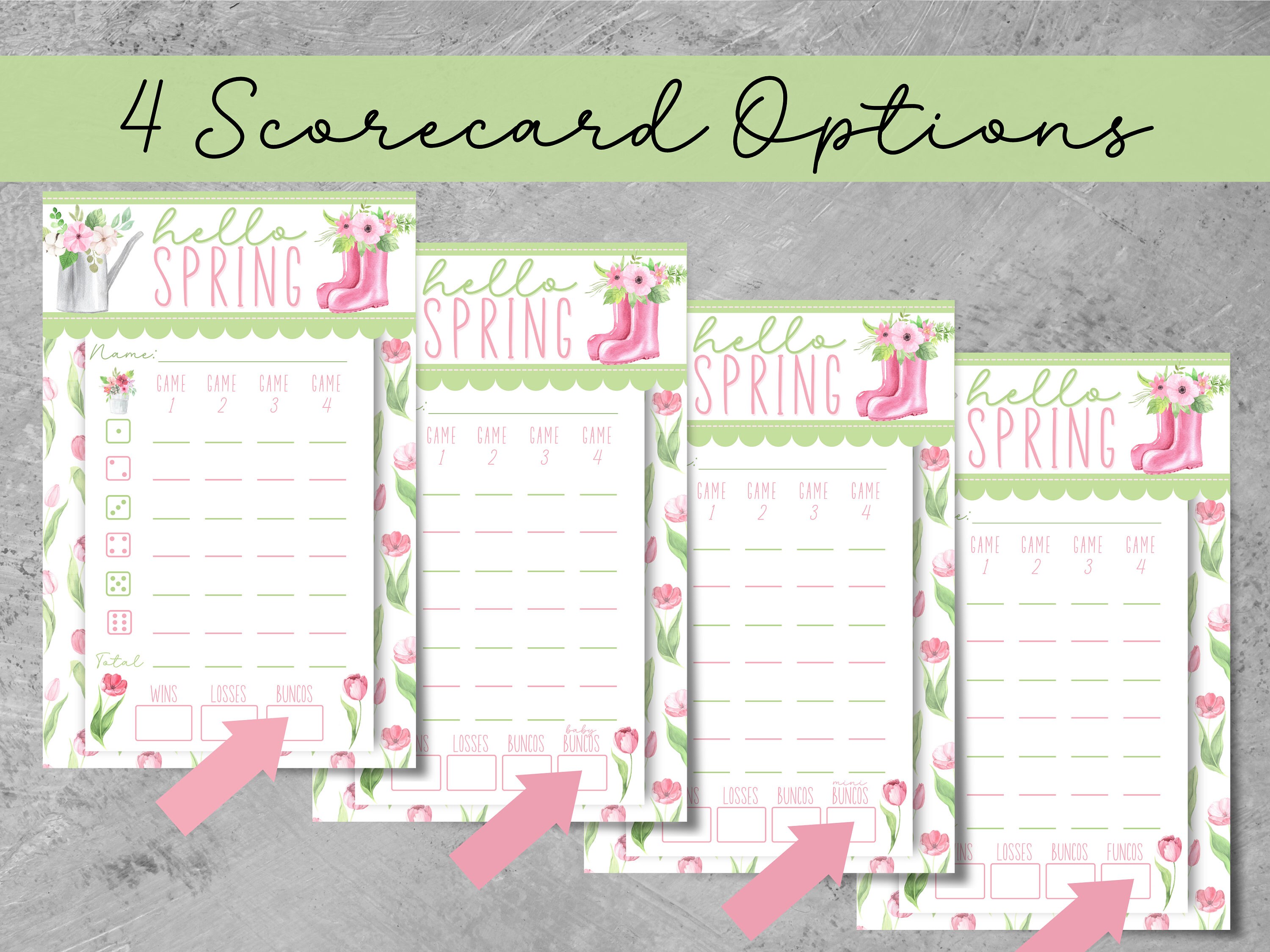 Spring Tally Sign Printable Spring Flowers Bunco Set With Scorecards, Tally Sheets, Table ...