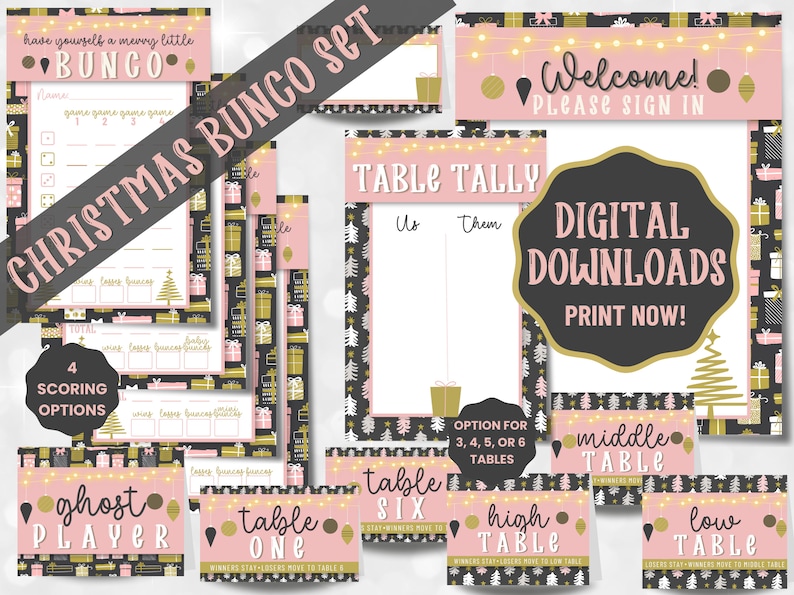 Printable Christmas Bunco Set With Scorecards, Tally Sheets, Table ...