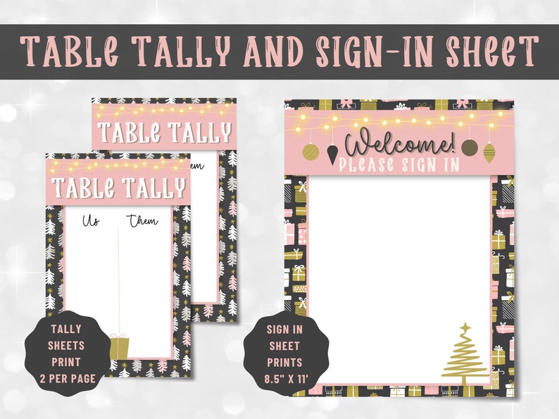 Printable Christmas Bunco Set With Scorecards, Tally Sheets, Table ...