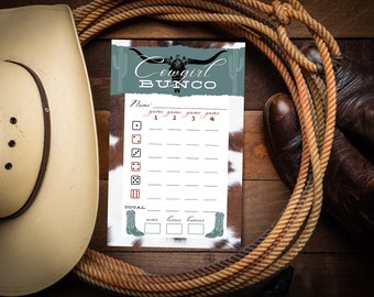 Printable Cowgirl Bunco Set with Scorecards, Tally Sheets, Table Numbers, Ghost Player, and Sign-in Sheet - DIGITAL DOWNLOAD