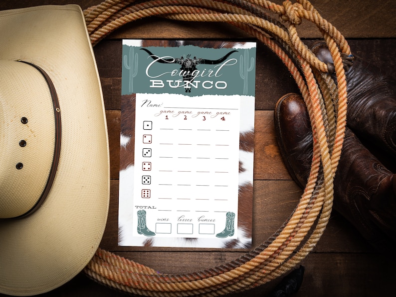 Scoreing Sheets Rodeo Printable Cowgirl Bunco Set With Scorecards, Tally Sheets, Table ...