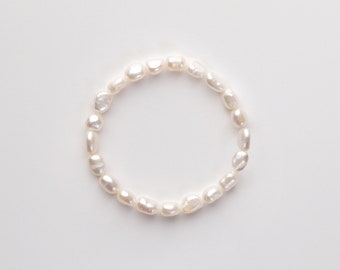 Bracelet en perles d'eau douce élastique pour mariée ou demoiselle d'honneur, bracelet en perles élégant pour évènement