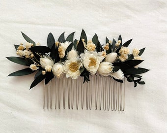 Peigne à cheveux en fleurs stabilisées, Mariage,  Accessoire coiffure, Peigne floral