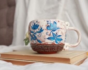 Handmade unique ceramic pottery mug gift for her