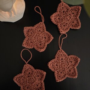 Set of 4 Handmade Crochet Neutral Christmas Holiday Star Ornaments - Etsy