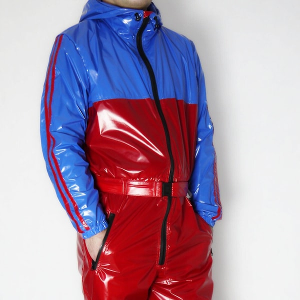 Glanznylon LACK PVC Wetlook shiny nylon Rain overalls Regenoverall  Overall PS Ohne Futter