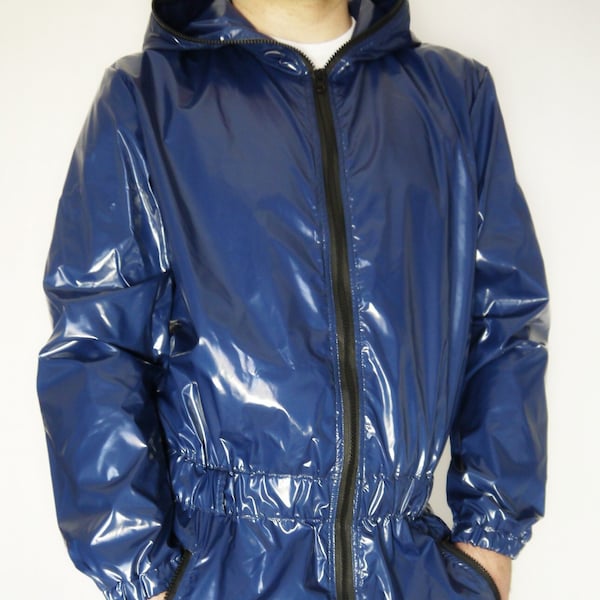 Glanznylon LACK PVC Wetlook shiny nylon Regenoverall Overall EX Ohne Futter