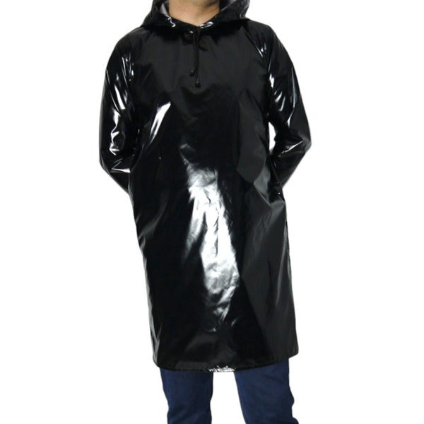 Shiny nylon LACK PVC wetlook shiny nylon shirt HOODY KP100 with lining