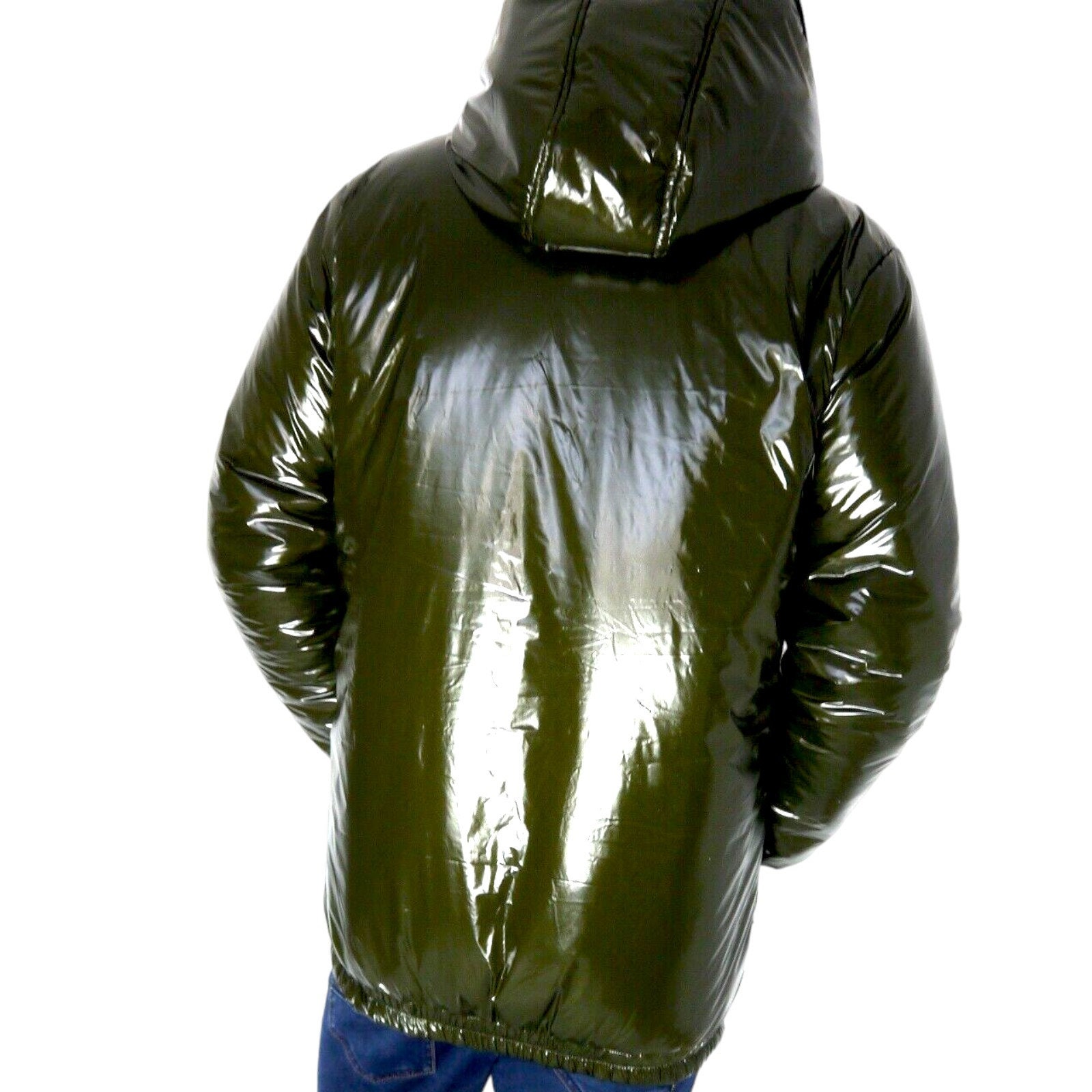 Glossy Nylon LACK PVC Wetlook Shiny Nylon Jacket With 6 Mm Padding ...