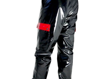 Shiny nylon LACK PVC wetlook shiny nylon pants rain trousers jogging trousers JGPS without lining