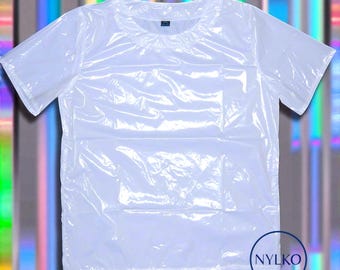 Shiny nylon LACK PVC wetlook shiny nylon T-shirt T-shirt KR1 without lining