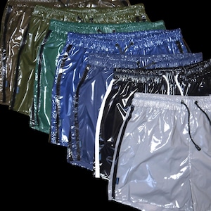 Shorts PS met slip Sprinter shorts nylon glanzend nylon LACK PVC wetlook glanzend nylon zonder voering met slip