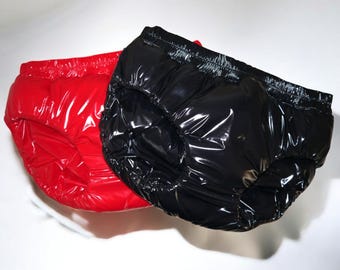 Shiny nylon briefs with padding 6 mm shiny nylon LACK PVC wetlook shiny nylon briefs 6 mm padding